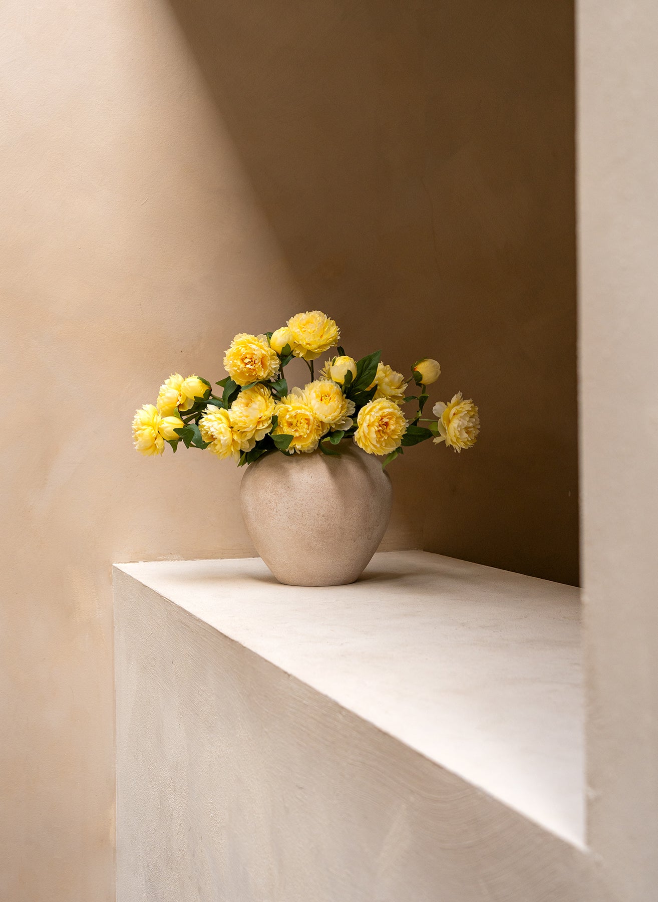 Seiden-Pfingstrosen - Gelb (6 Stiele/ 18 Blütenköpfe)