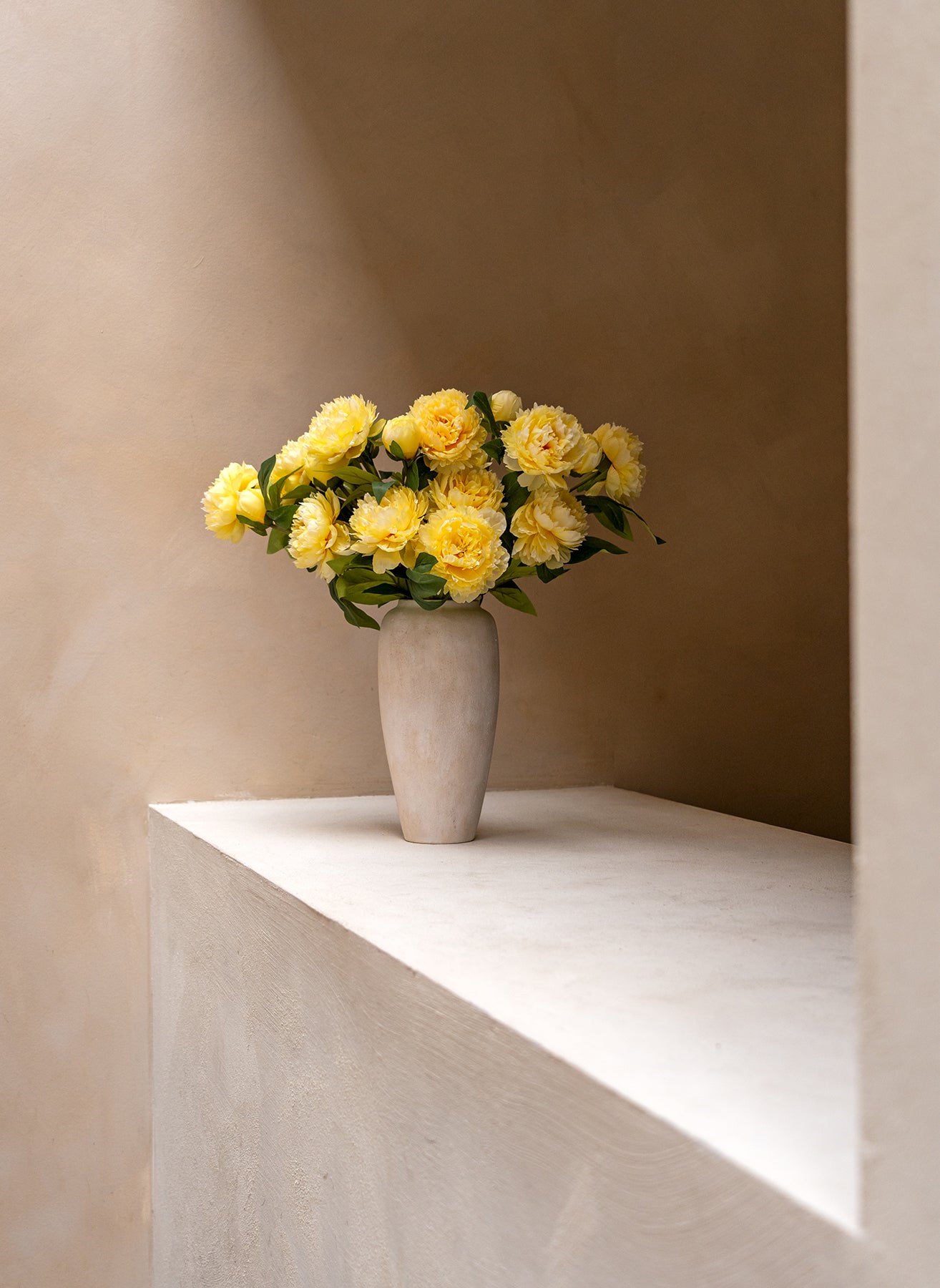 Seiden-Pfingstrosen - Gelb (6 Stiele/ 18 Blütenköpfe)