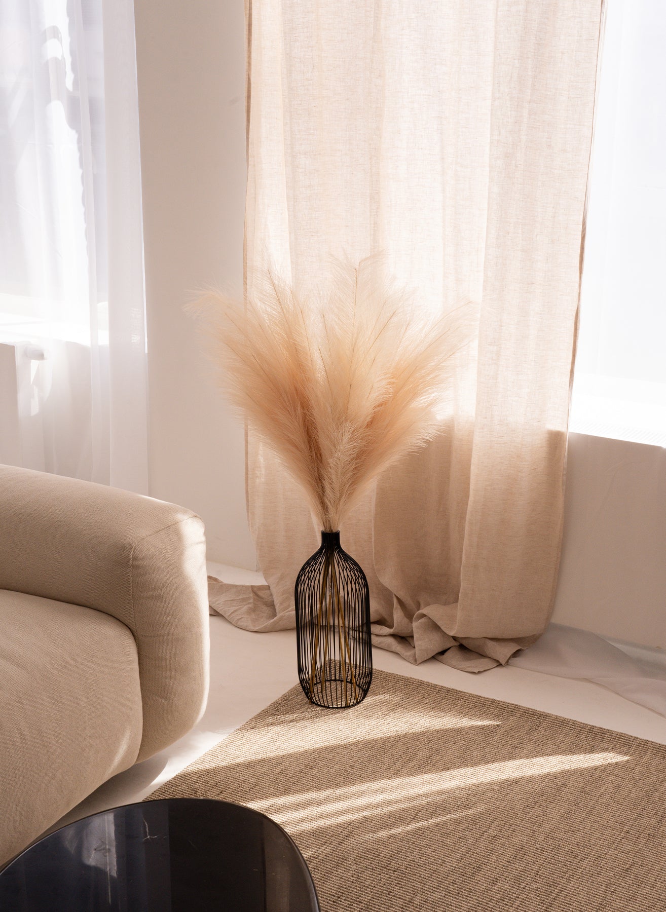 Faux Pampas 110cm (3 Stiele)-Creme