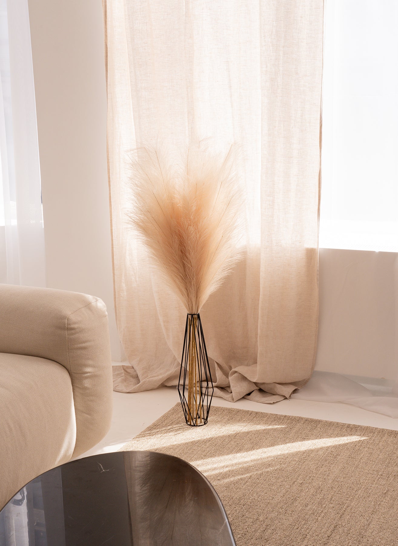 Faux Pampas 110cm (3 Stiele)-Creme