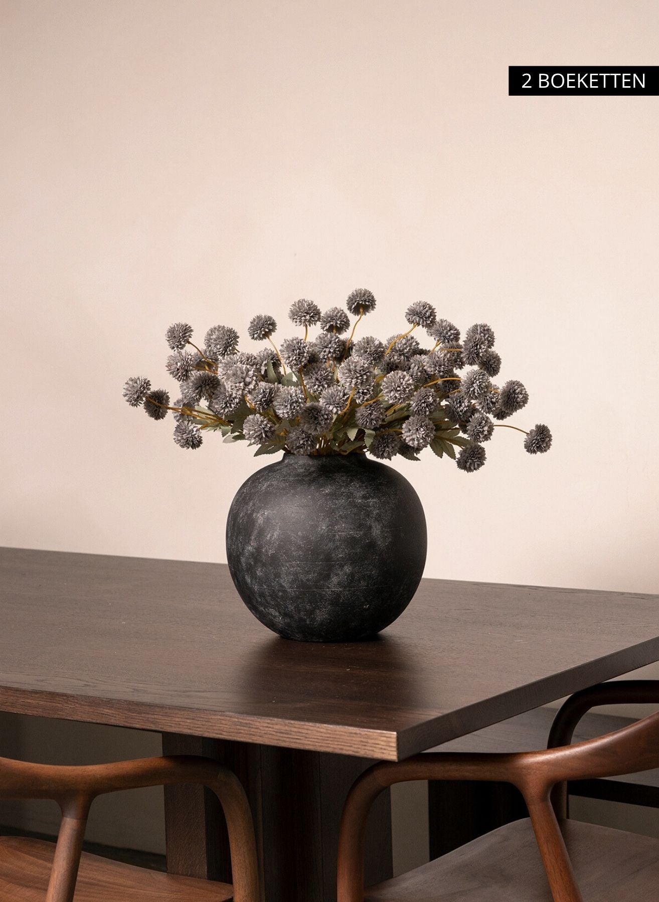 Seiden Kiku Blumen - Blaugrau