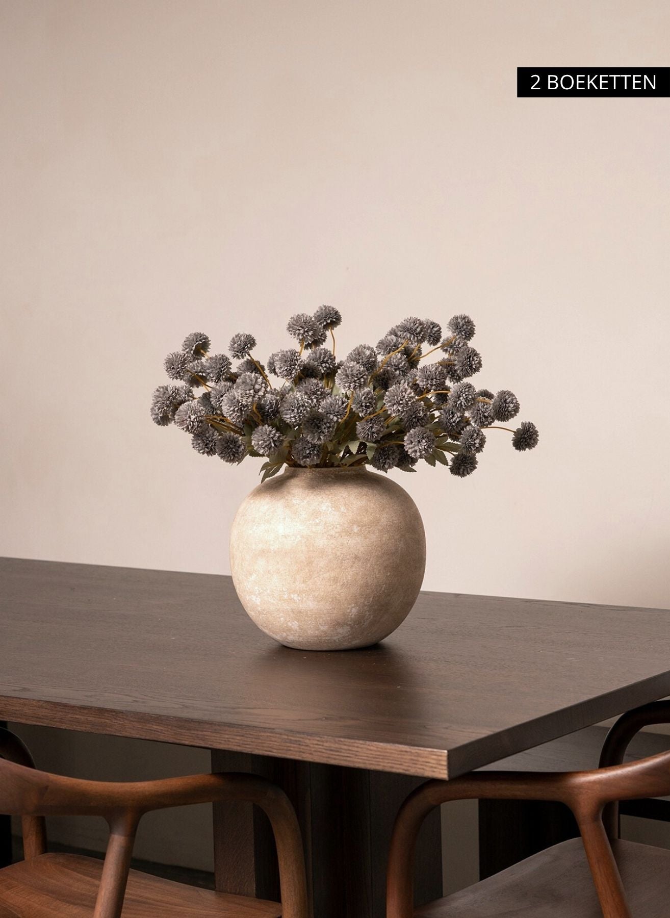 Seiden Kiku Blumen - Blaugrau