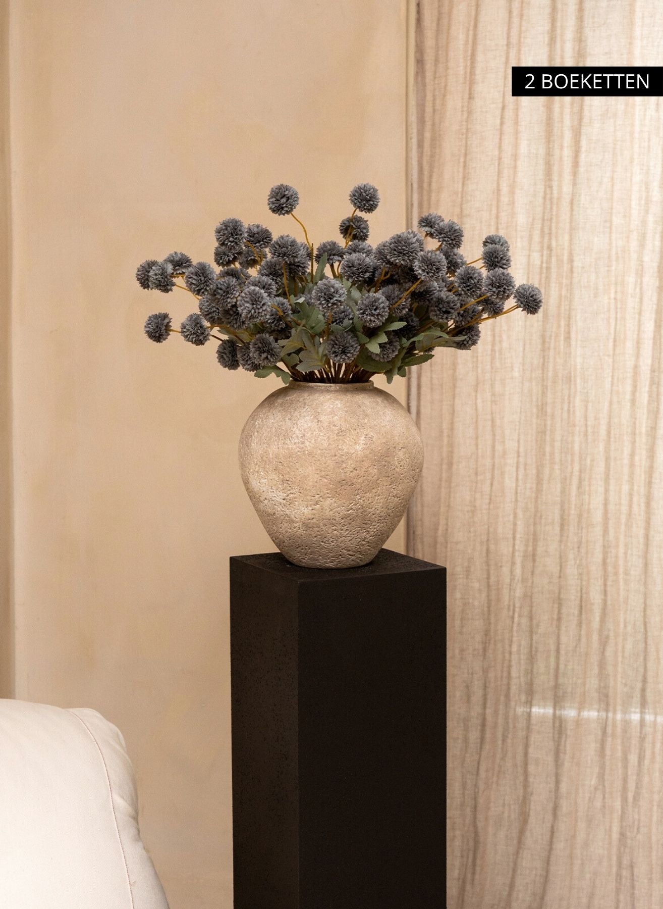 Seiden Kiku Blumen - Blaugrau