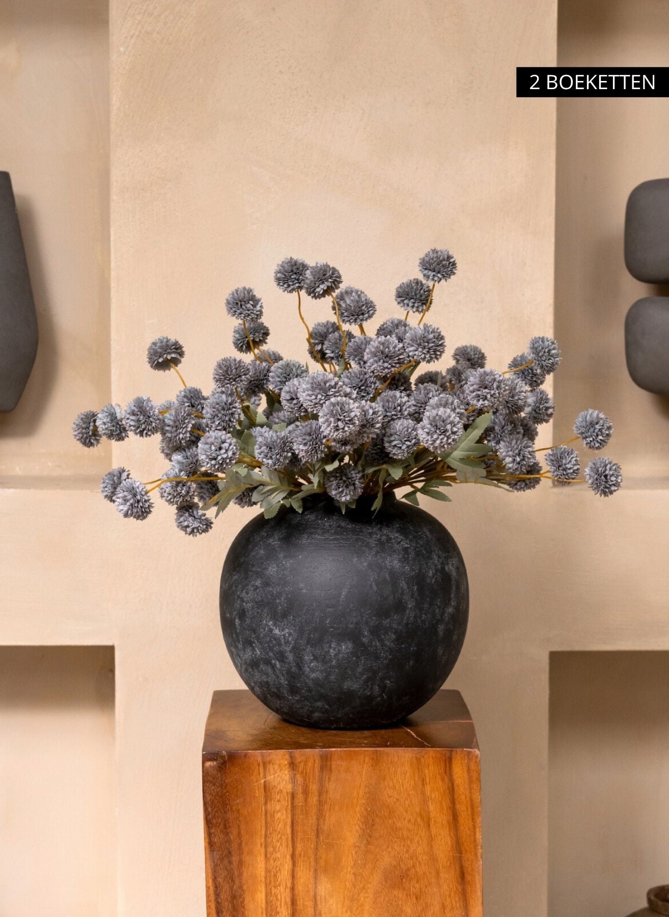 Seiden Kiku Blumen - Blaugrau