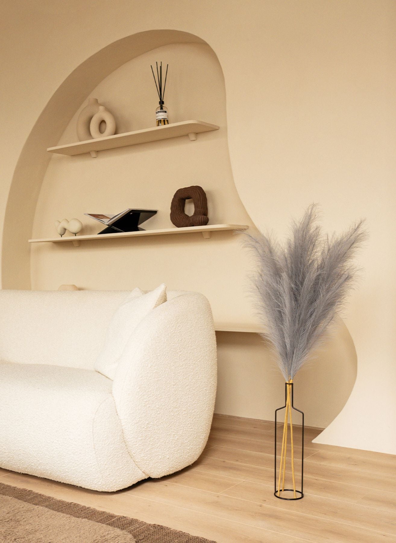 Faux Pampas 110cm (3 Stiele)- Grau