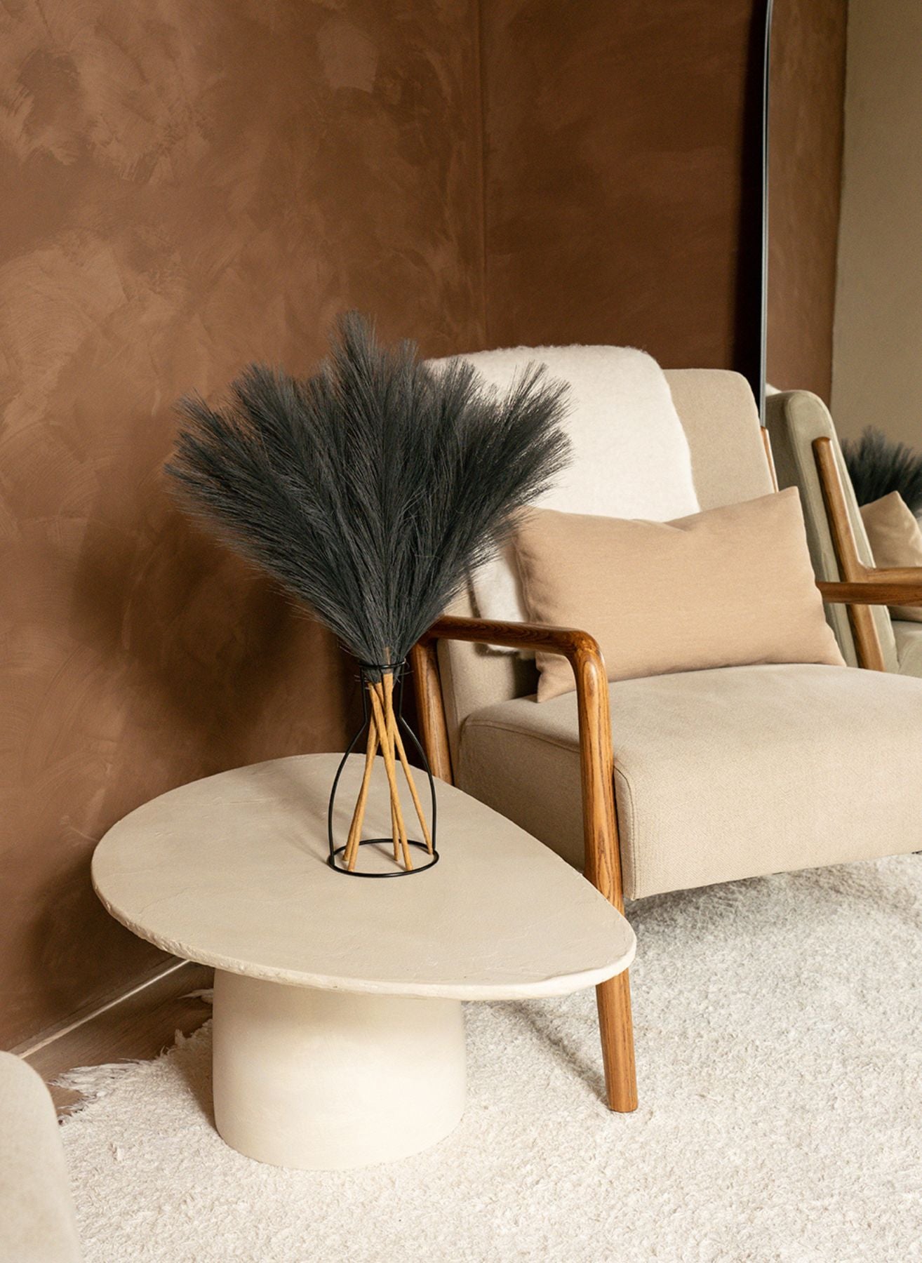 Faux Pampas 60 cm (5 Stiele) - Dunkelgrau