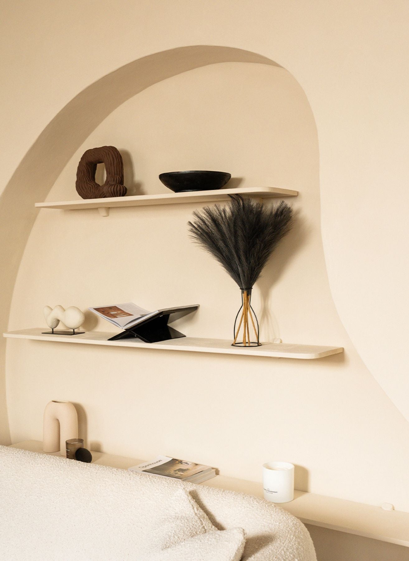 Faux Pampas 60 cm (5 Stiele) - Dunkelgrau