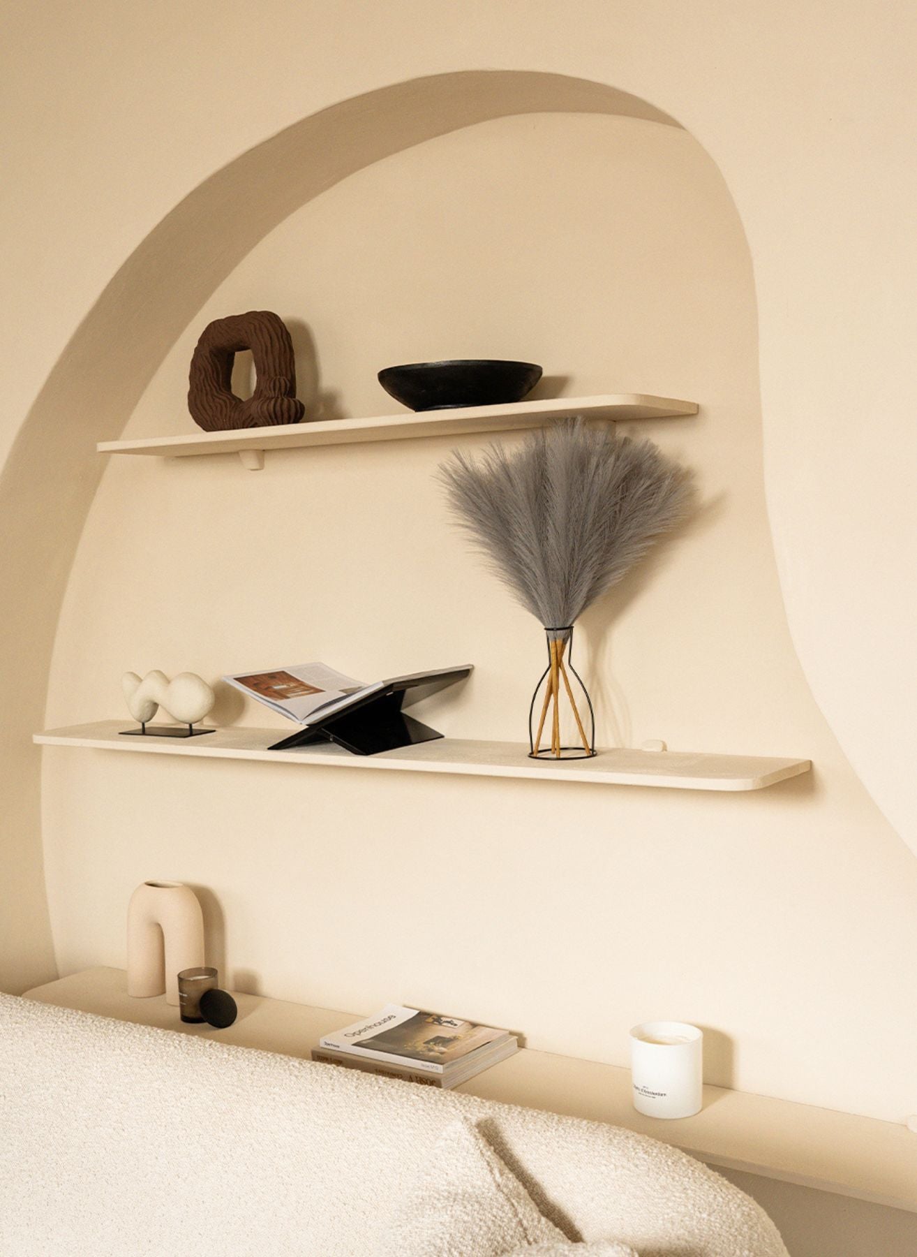 Faux Pampas 60 cm (5 Stiele) - Grau