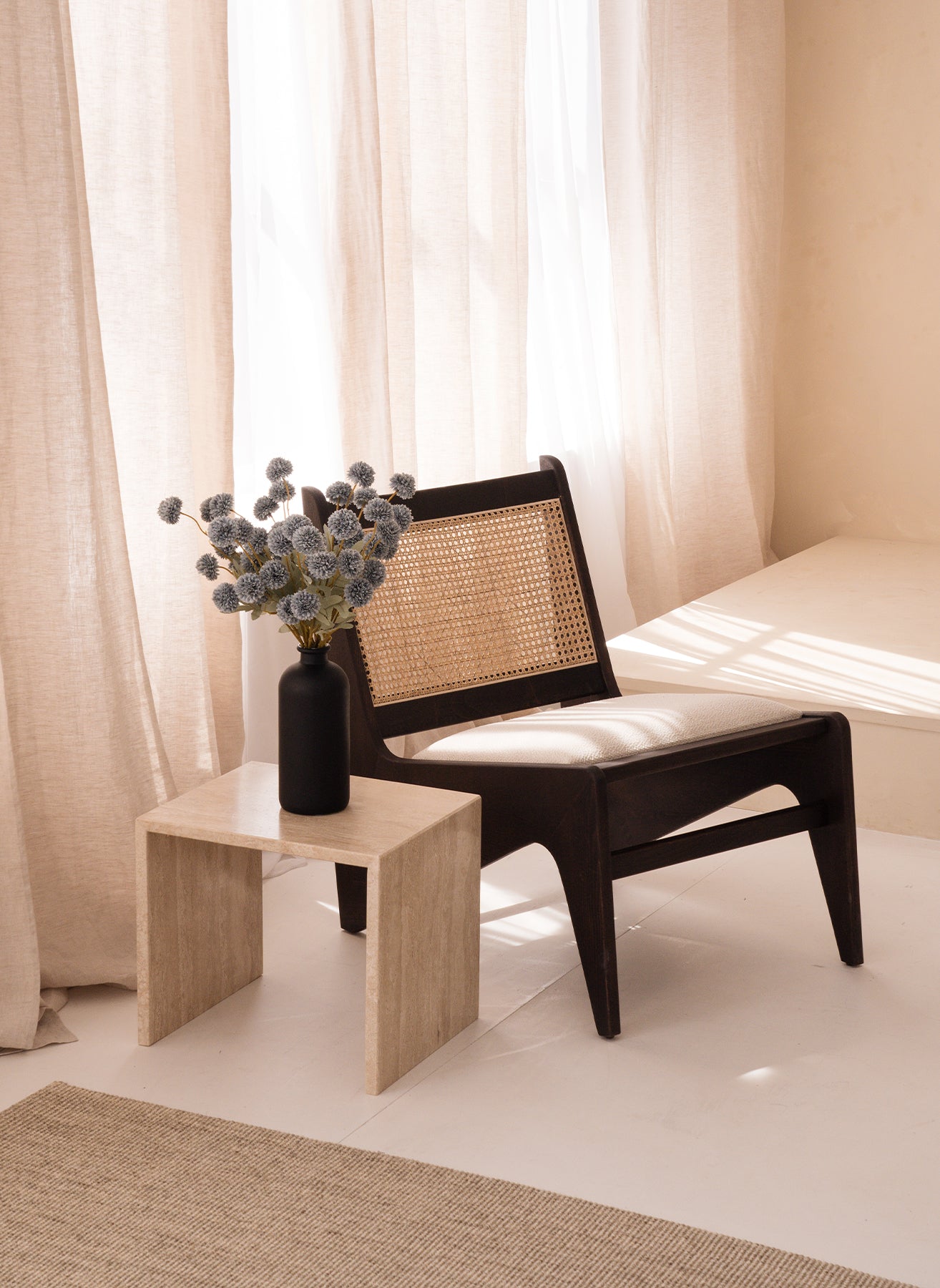 Seiden Kiku Blumen - Blaugrau