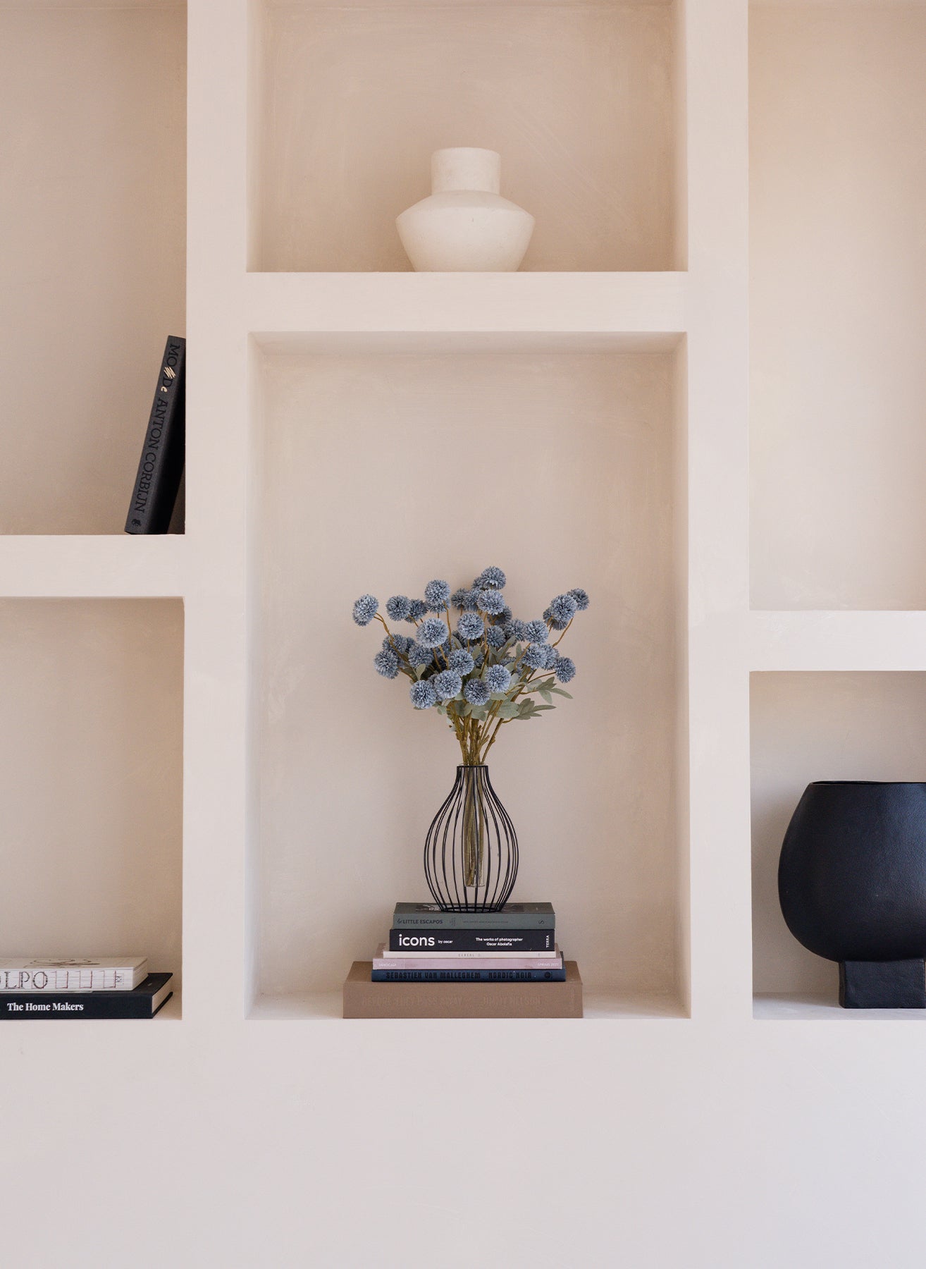 Seiden Kiku Blumen - Blaugrau