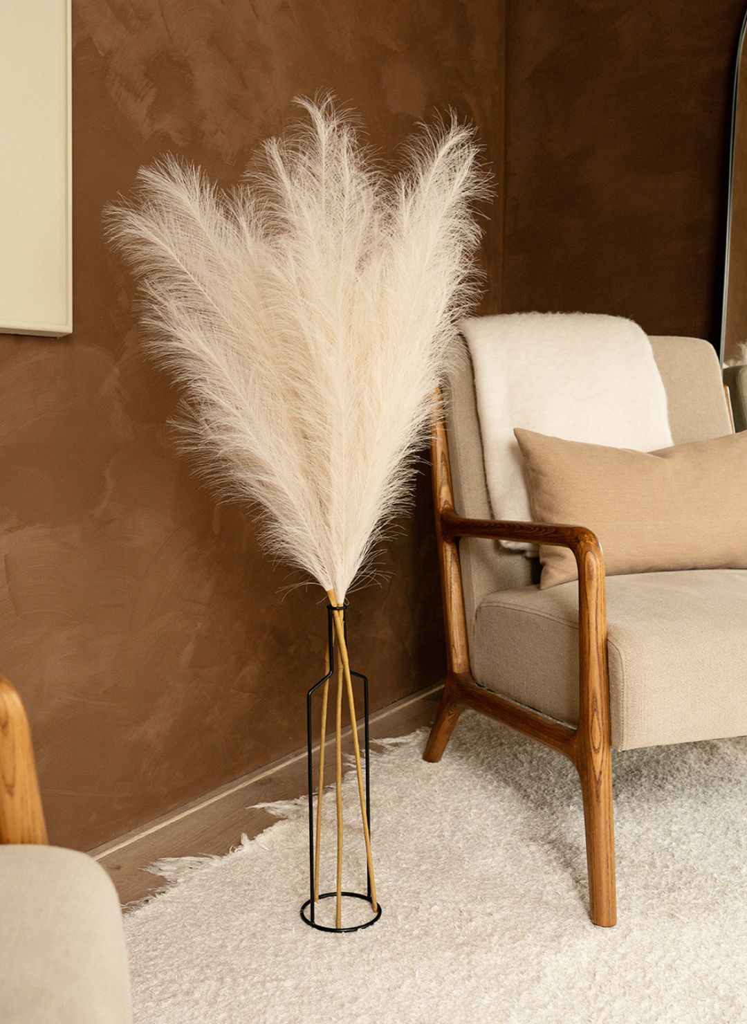 Faux Pampas 110cm (3 Stiele)- Beige