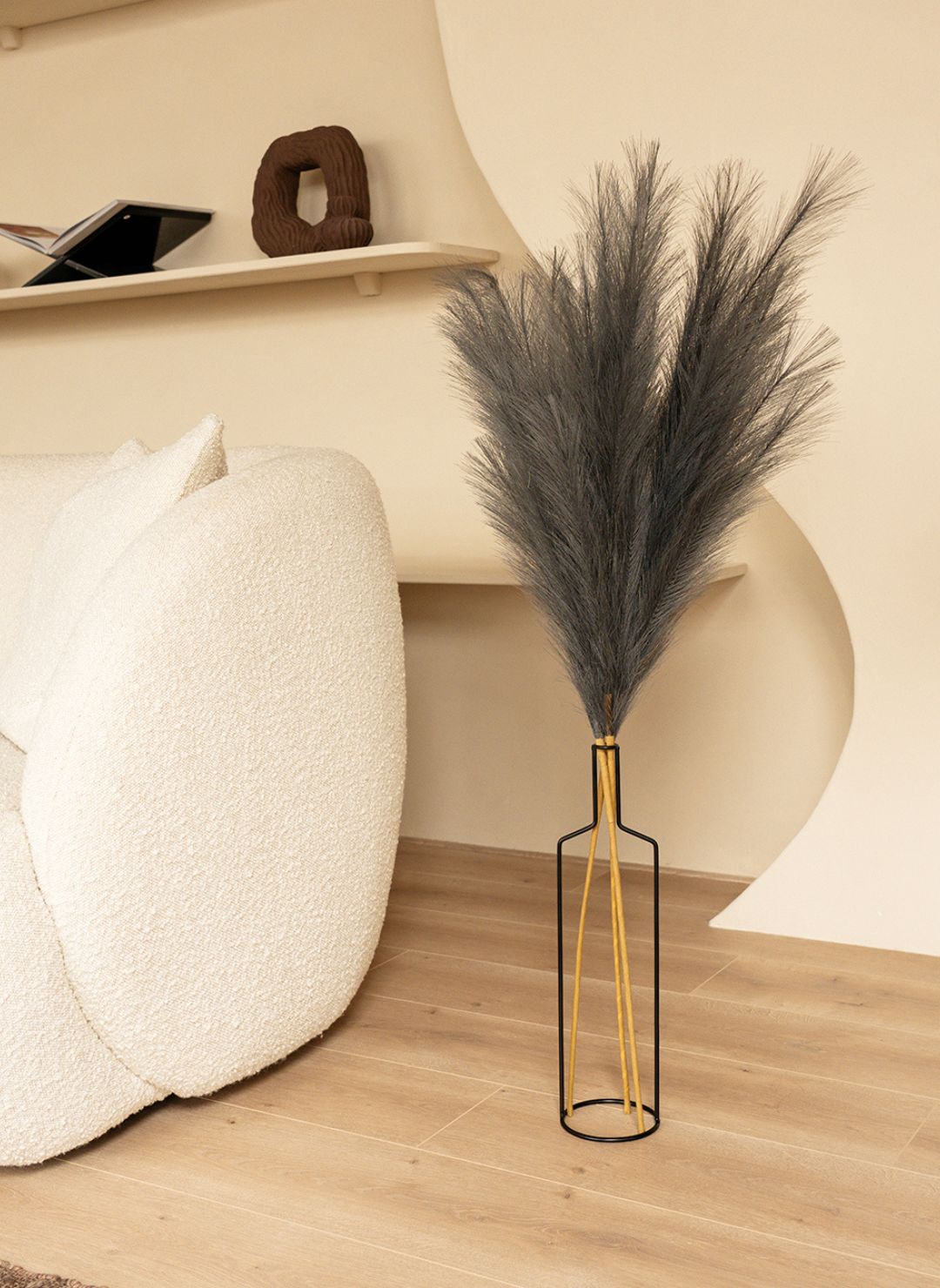 Faux Pampas 110cm (3 Stiele)- Dunkelgrau